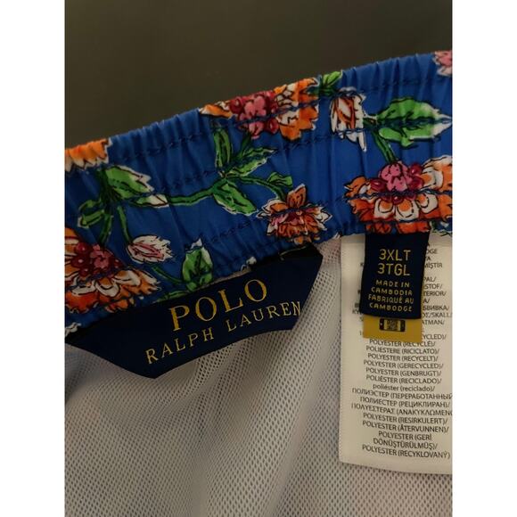 Polo Ralph Lauren Swim Trunks Mens 3XLT Blue Floral Mesh Lining Pockets Beach - Picture 3 of 9